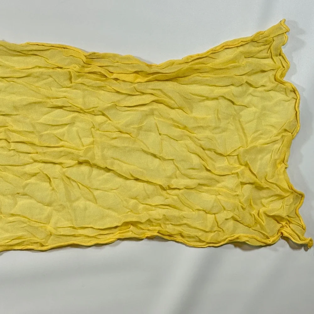 VTG Yellow Crinkle‎ Gauze Scarf Lightweight Boho Cottagecore Fairy Sun Wrap